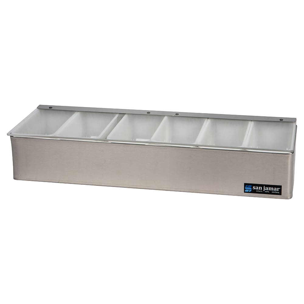 094-B4186L (6) Compartment Bar Garnish Tray - Flat Hinged Lid