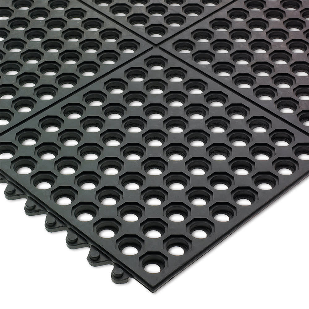 094-KM1140B Rubber Bar Mat, Anti Slip & Grease Resistant, 3' x 3' x  1/2", Bla...