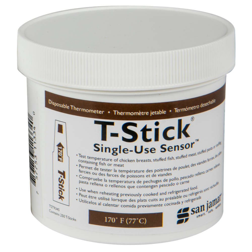 094-TST9345 4 1/4" Disposable Thermometer w/ Color Change Above 170 Degrees F, Brown