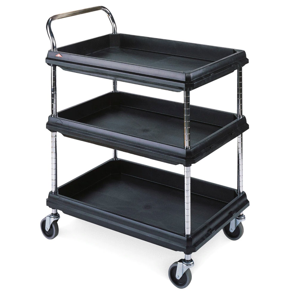 Metro BC2030-3DBL 3 Level Plastic Utility Cart w/ 400 lb Capacity, Raised Ledges