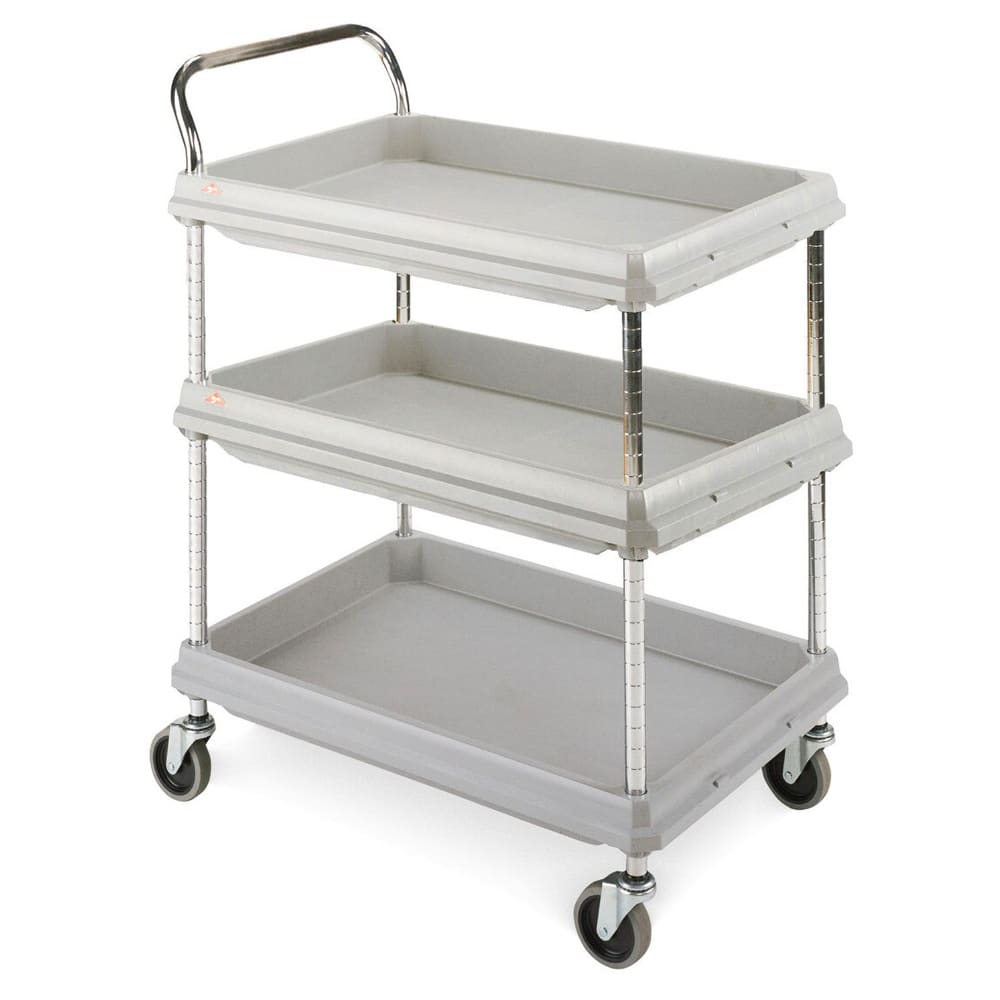 001-BC20303DG 3 Level Plastic Utility Cart w/ 400 lb Capacity, Raised Ledges