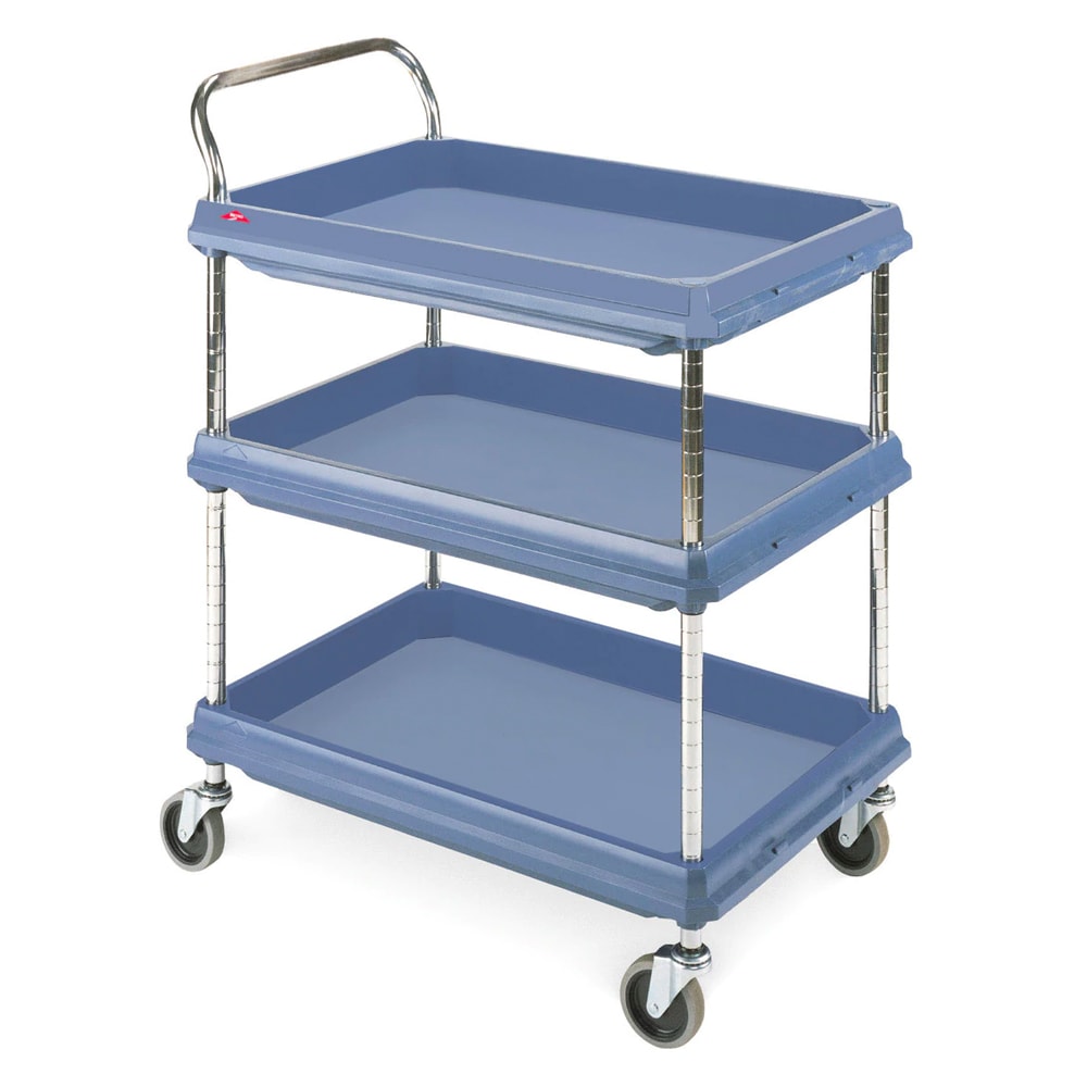 001-BC20303DMB 3 Level Plastic Utility Cart w/ 400 lb Capacity, Raised Ledges