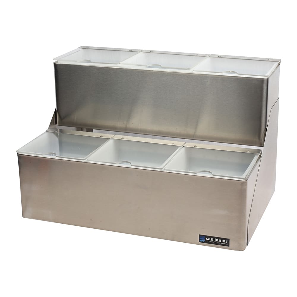 094-B6706INL 6 Compartment Bar Garnish Tray - Notched Lid