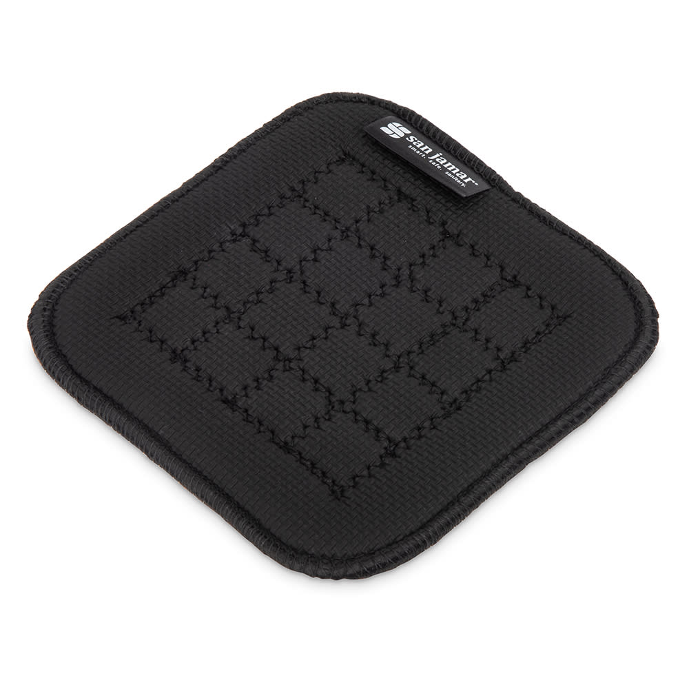 094-UHP55BK 5 1/2" x 5 1/2" Ultigrips® Black Neoprene Pot Holder  - Flame Retardant
