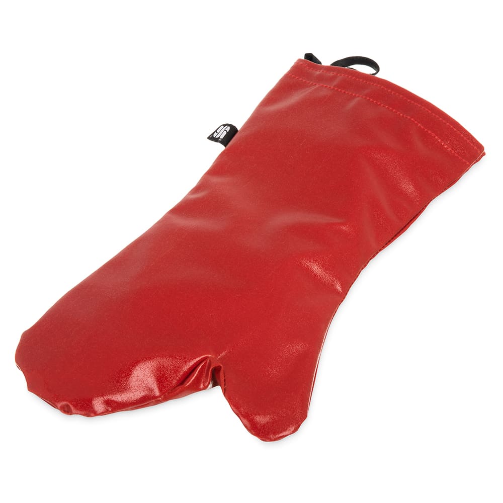 094-EZK17 17" EZ-Kleen™ Conventional Oven Mitt - Poly-Cotton, Red