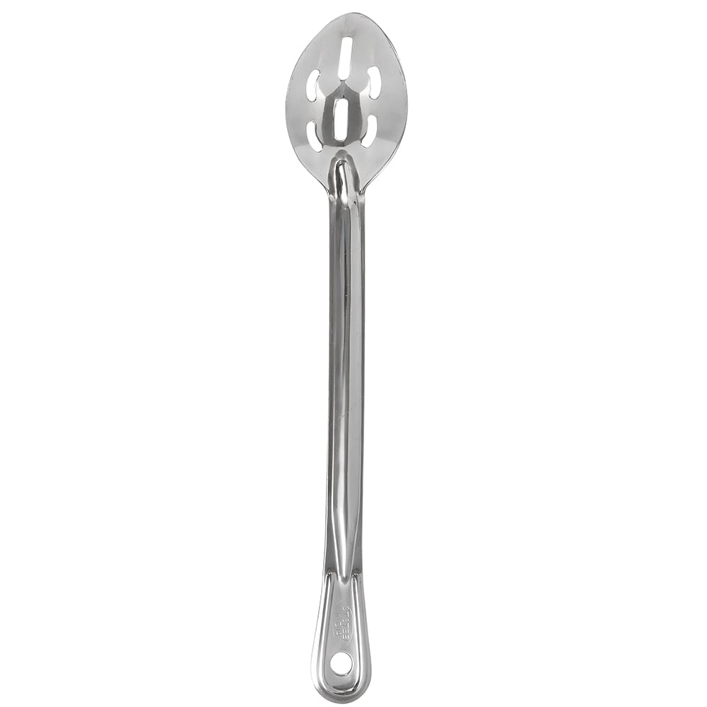 158-3774 15" Slotted Serving Spoon w/ Grooved Handle, Medium Stainless