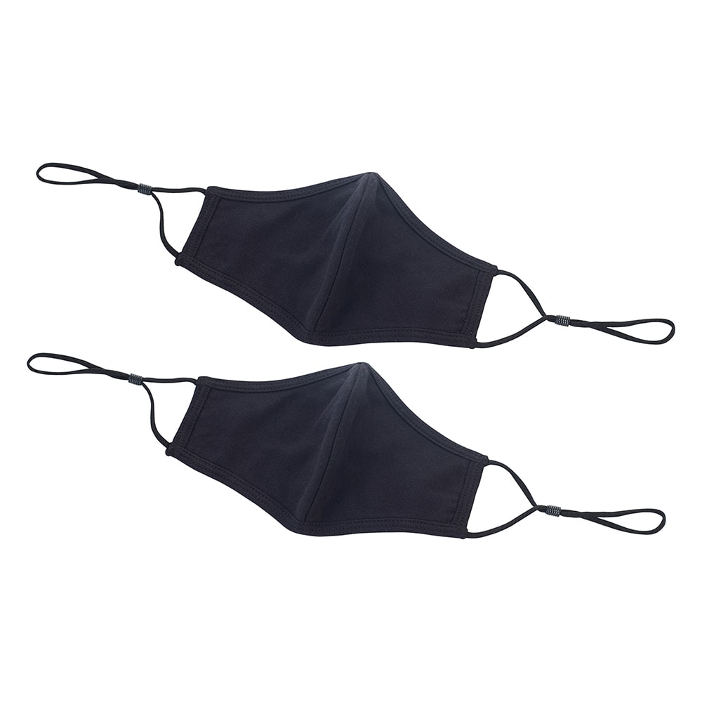 080-MSK2KLXL L/XL Reusable Face Masks w/ Adjustable Clip - 7 1/4" x 5 1/2", Cotton, Bla...