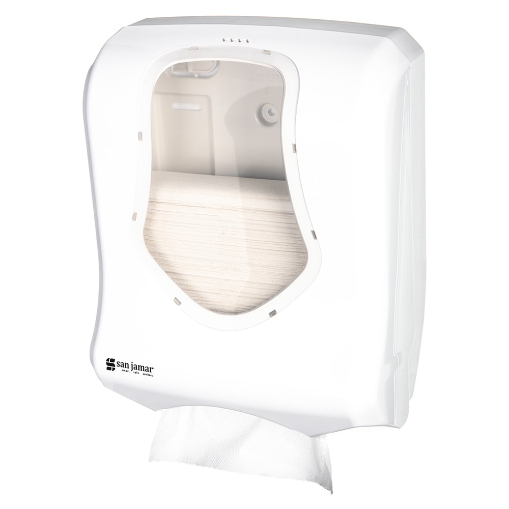 094-T1770WHCL Wall Mount Paper Towel Dispenser w/ 500 Multifold Capacity - Plastic, White/Clear