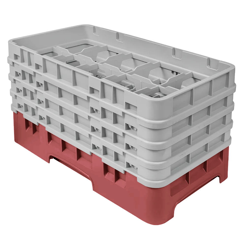 144-10HS800416 Camrack Glass Rack - (4)Extenders, 10 Compartments, Cranberry