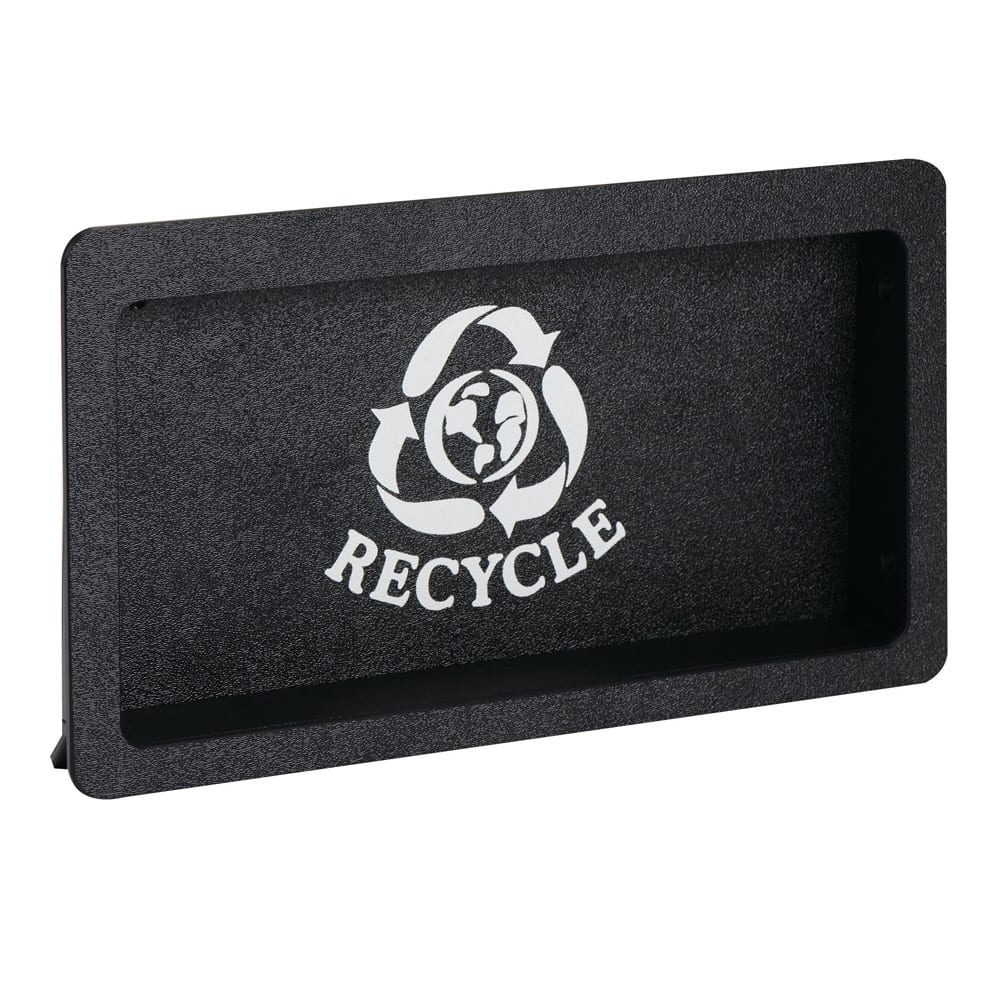 Dispense-Rite FMRD-2BT Built In Trash Door w/ Recycling Symbol Faceplate - 13 1/4"W x 7 1/2"H, Plastic, Black