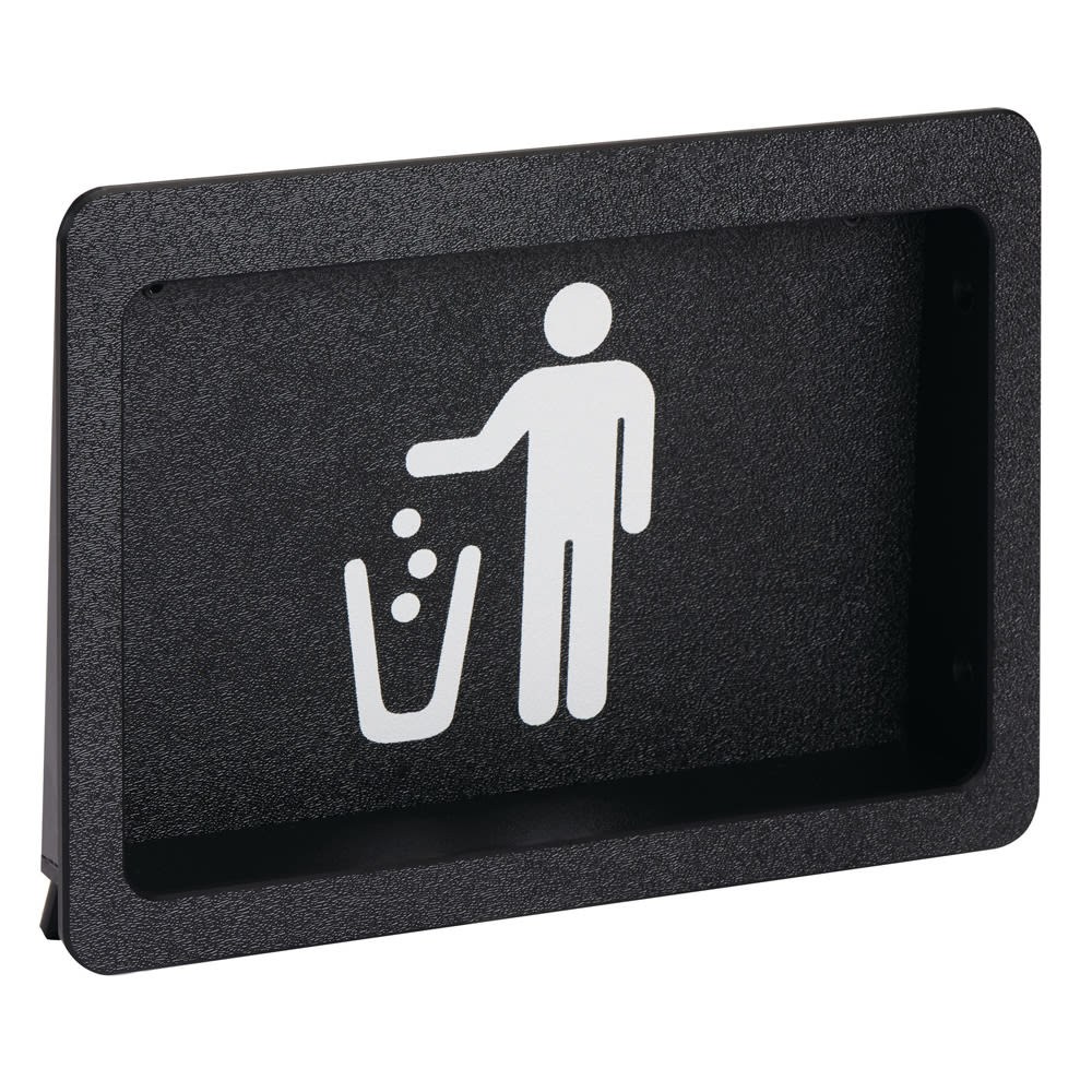 Dispense-Rite FMTD-1BT Built In Trash Door w/ Trash Symbol Faceplate - 10 5/8"W x 7 1/2"H, Plastic, Black