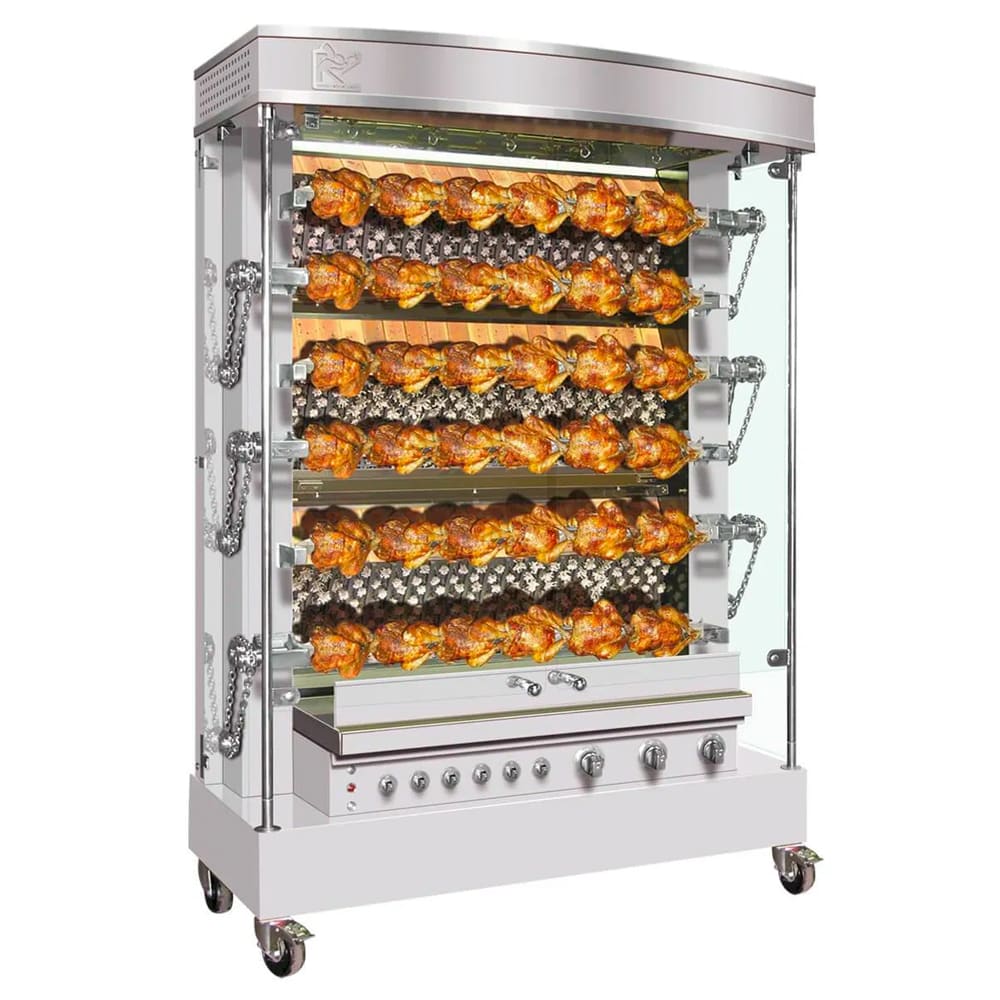 Rotisol USA MF1375-6G-SS Gas 6 Spit Commercial Rotisserie w/ 36 Bird Capacity, Natural Gas