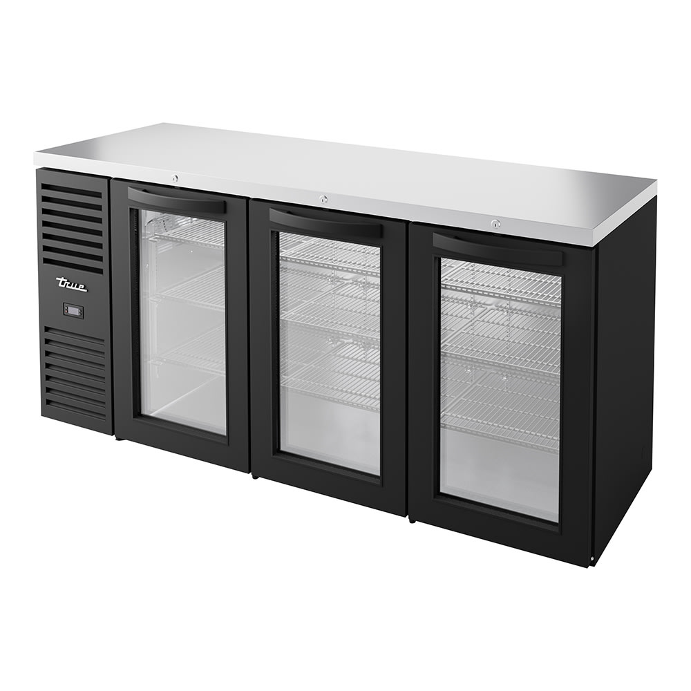 598-TBR72RISZ1LBGGG1 72" Bar Refrigerator - Swinging Glass Doors, Black, 115v