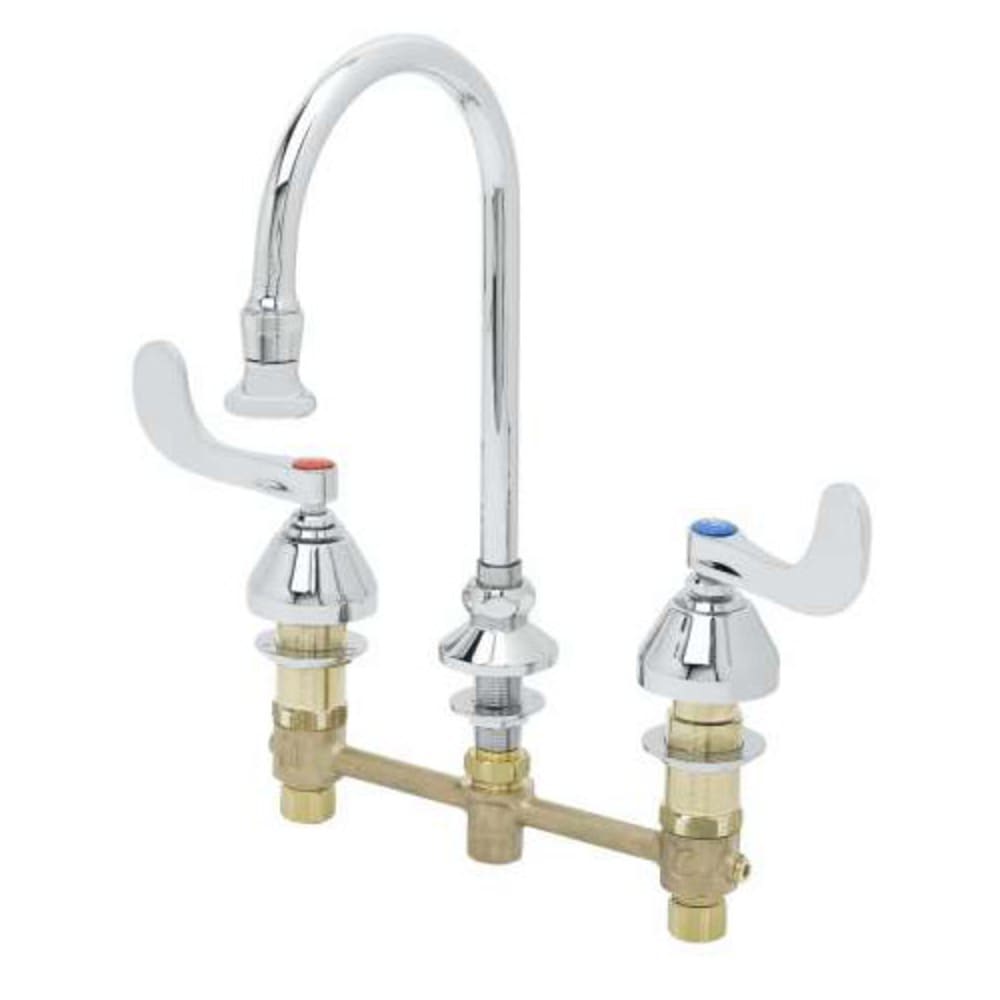 064-B286504 Deck Mount Medical Faucet w/ 6" Rigid/Swivel Gooseneck & Wrist Action Handle...