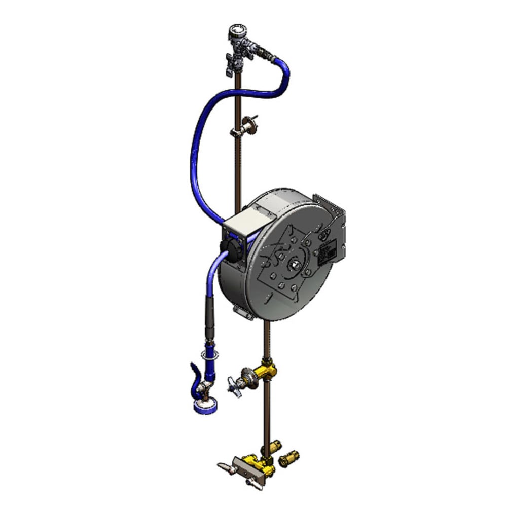 064-B14327122C01 Enclosed Hose Reel Assembly w/ 30 ft Hose & 3" Mixing Faucet - 1/2&quot...