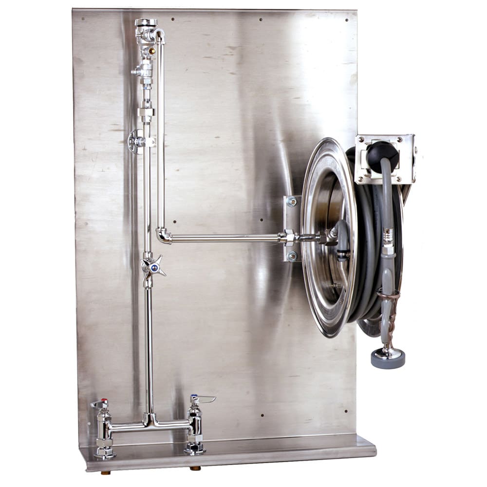064-B1436 Open Hose Reel Assembly w/ 35 ft Hose & Mixing Faucet - 1/2" NPT