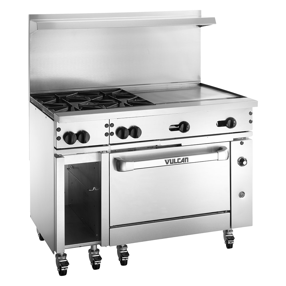 207-48C4B24GTNG 48" 4 Burner Gas Range w/ Griddle & Convection Oven, Natural Gas