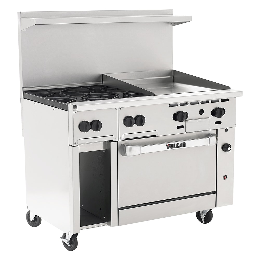 290-C48S4B24GLP 48" 4 Burner Gas Range w/ Griddle & Standard Oven, Liquid Propane