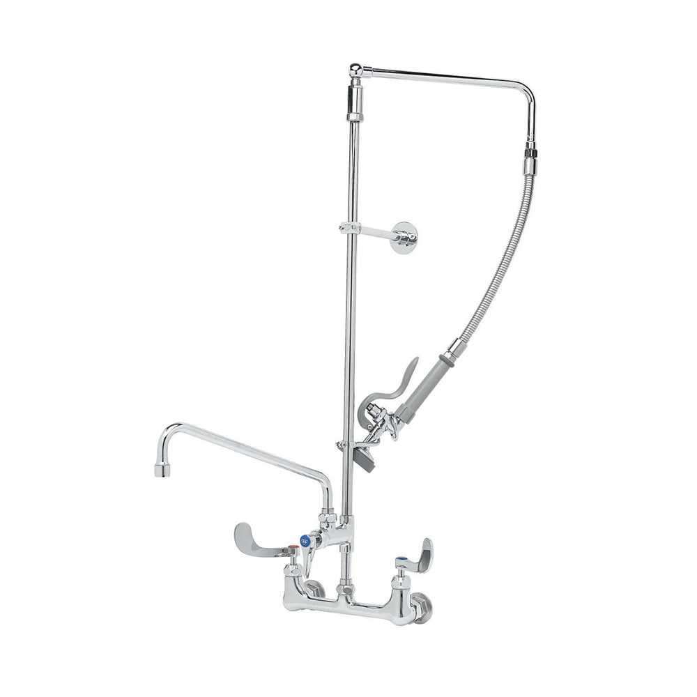 064-B2466 Wall Mount Pre Rinse Faucet w/ 20" Hose & 4" Wrist Action Handles