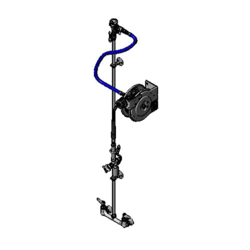 064-B1433710201C 12 ft Open Hose Reel Assembly w/ 8" Wall Mount Mixing Faucet - 1/2" NP...