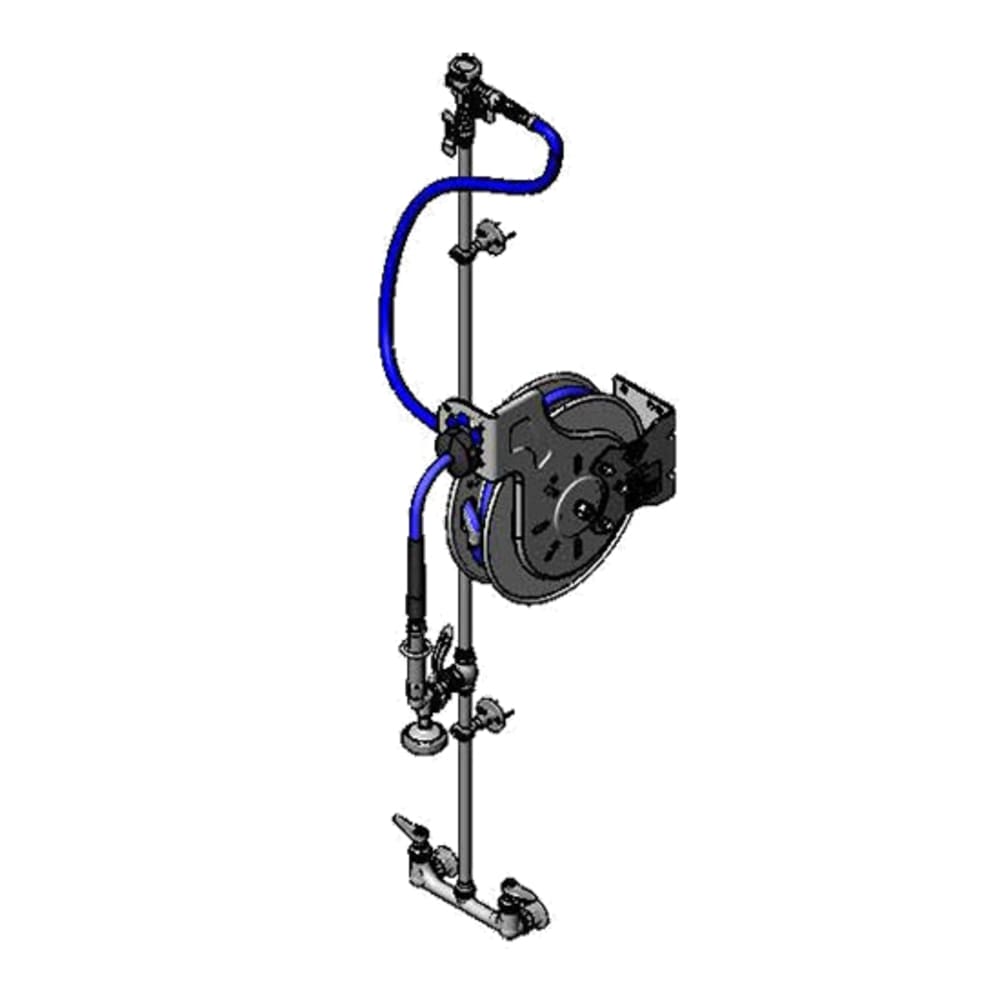 064-B14337132MCR 35 ft Open Hose Reel Assembly w/ 8" Wall Mount Mixing Faucet - 1/2" NP...