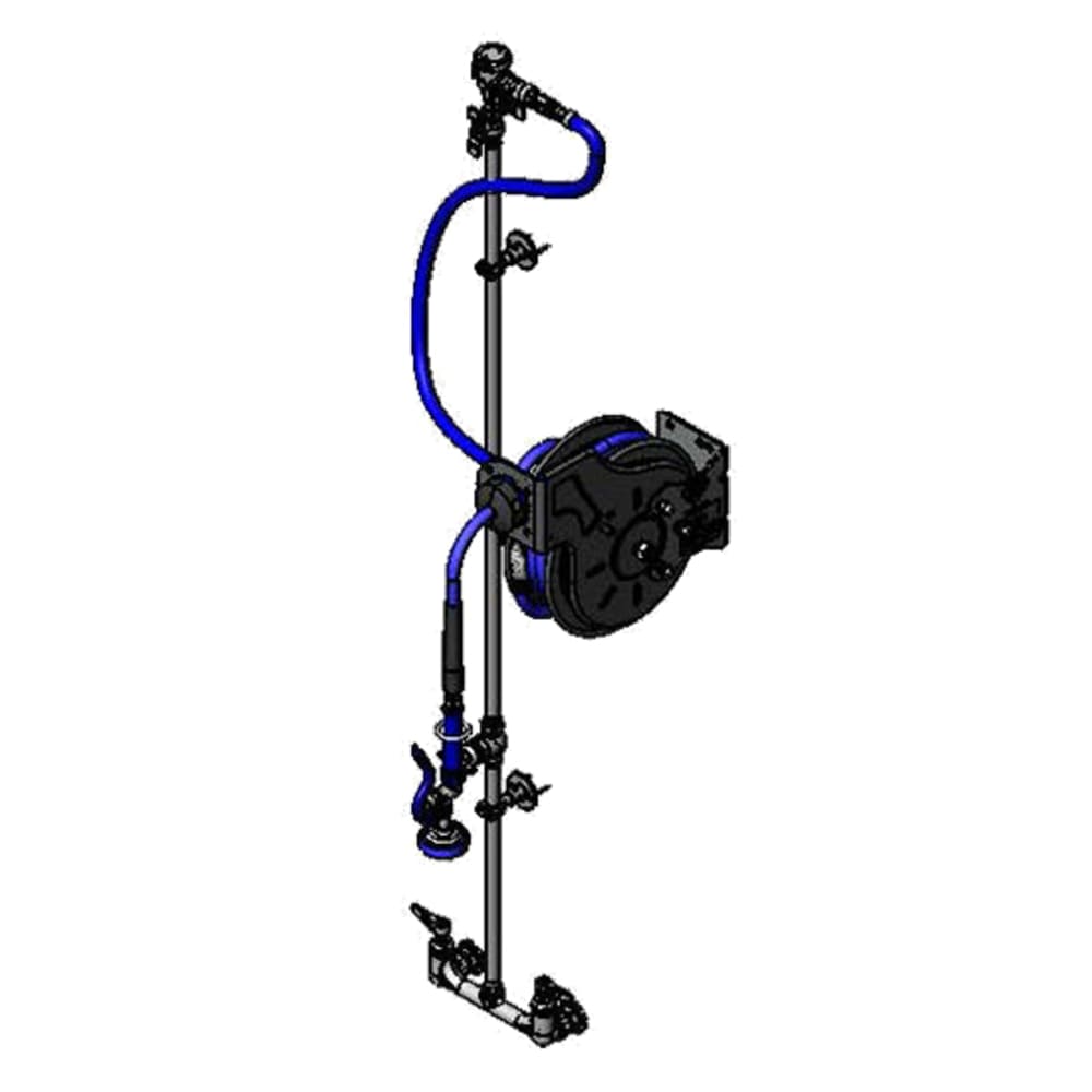 064-B1433721201 15 ft Open Hose Reel Assembly w/ 8" Wall Mount Mixing Faucet - 1/2" NPT
