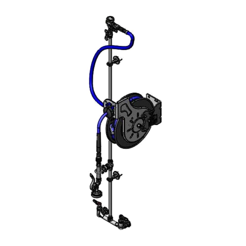 064-B1433CRQDS 35 ft Open Hose Reel Assembly w/ 8" Wall Mount Mixing Faucet - 1/2" NPT
