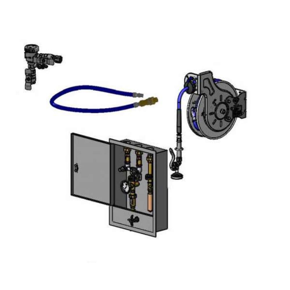 064-B23397132MVBH 35 ft Open Hose Reel Assembly w/ Rinse Control Cabinet - 1/2" NPT