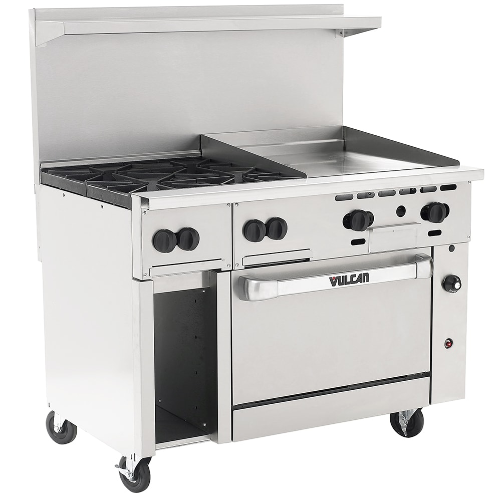 207-48S4B24GNG 48" 4 Burner Gas Range w/ Griddle & Standard Oven, Natural Gas