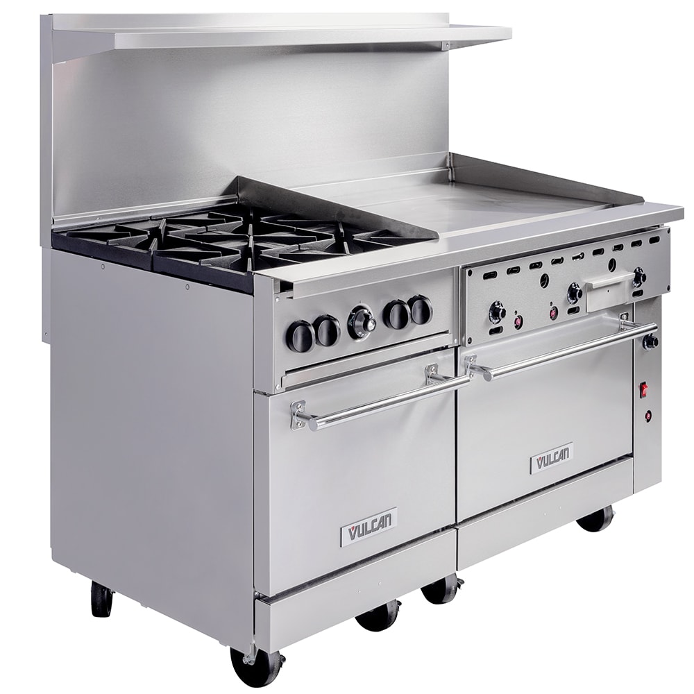 207-60SS4B36GLP 60" 4 Burner Gas Range w/ Griddle & (2) Standard Ovens, Liquid Propane