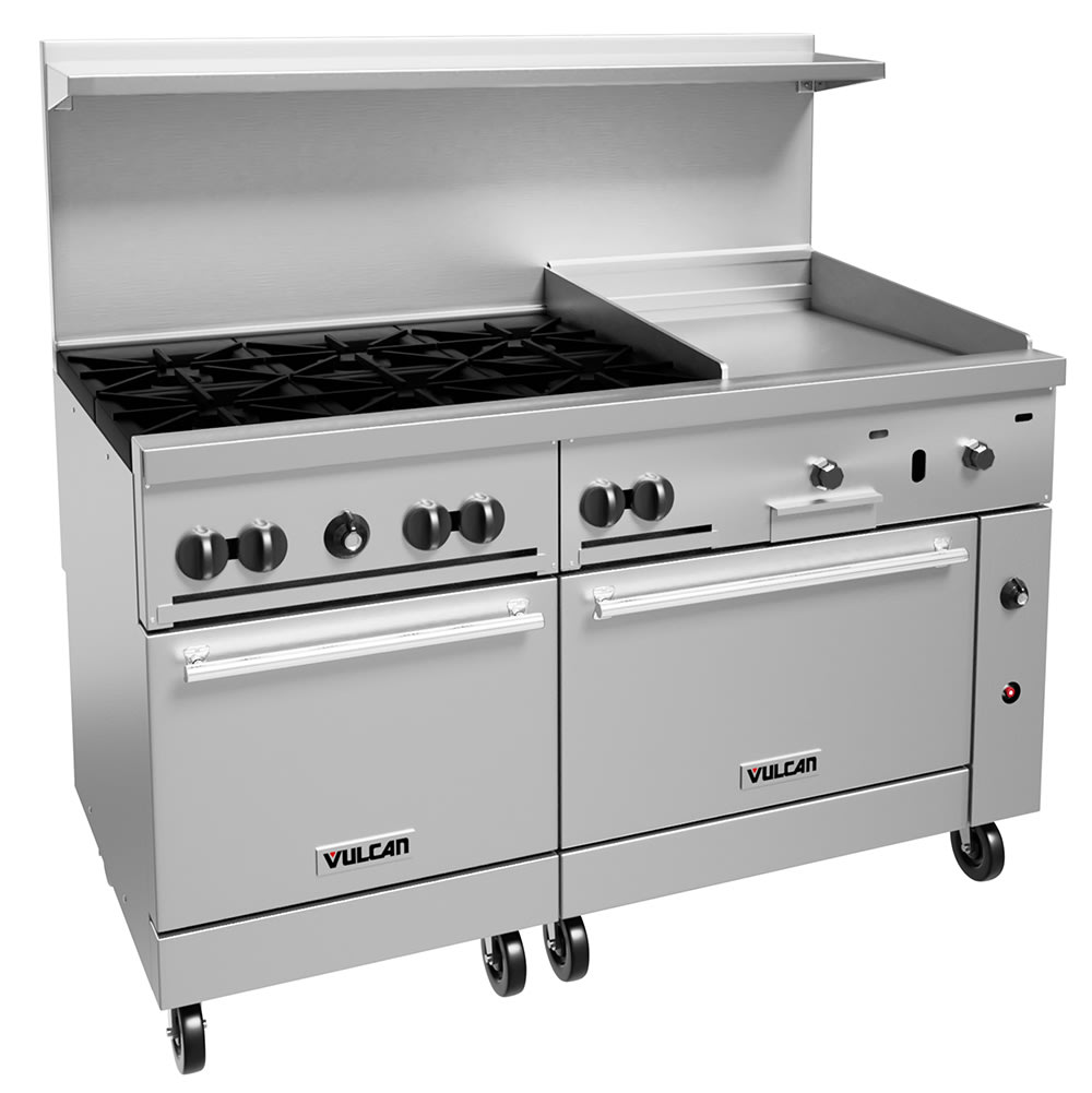 207-60SS6B24GTLP 60" 6 Burner Gas Range w/ Griddle & (2) Standard Ovens, Liquid Propane