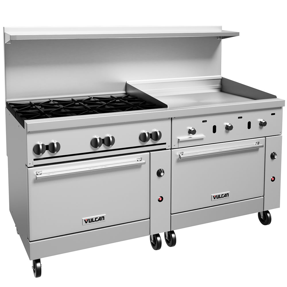 207-72SC6B36GTNG 72" 6 Burner Gas Range w/ Griddle, (1) Standard Oven, & (1) Convection...