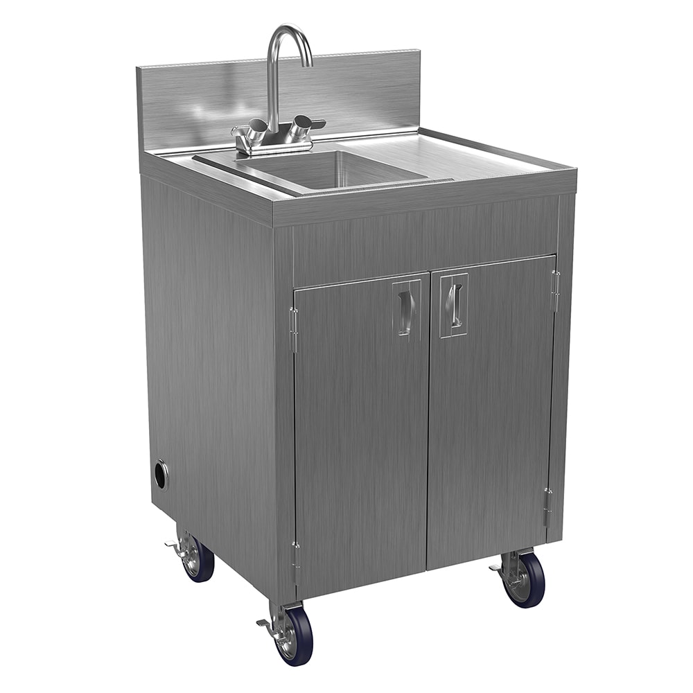 145-STCTBHD2436PUMPW 44"H Portable Sink w/ 5"D Bowl, Hot & Cold Water