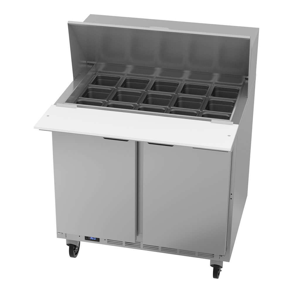 118-SPE36HC15M 36" Hydrocarbon Series Mega Top Sandwich/Salad Prep Table w/ Refrigerated Bas...
