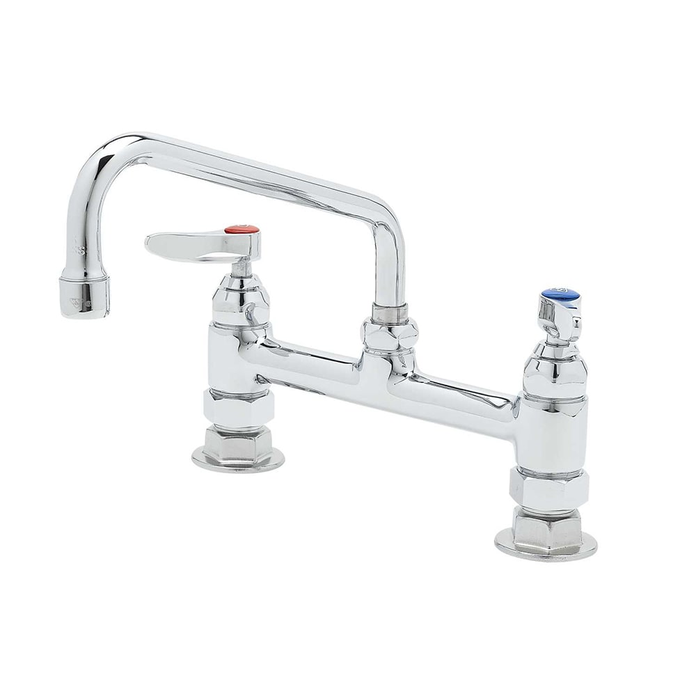 T&S B-0220-061X Deck Mount Double Pantry Mixing Faucet w/ 10" Swing Nozzle & Lever Handles