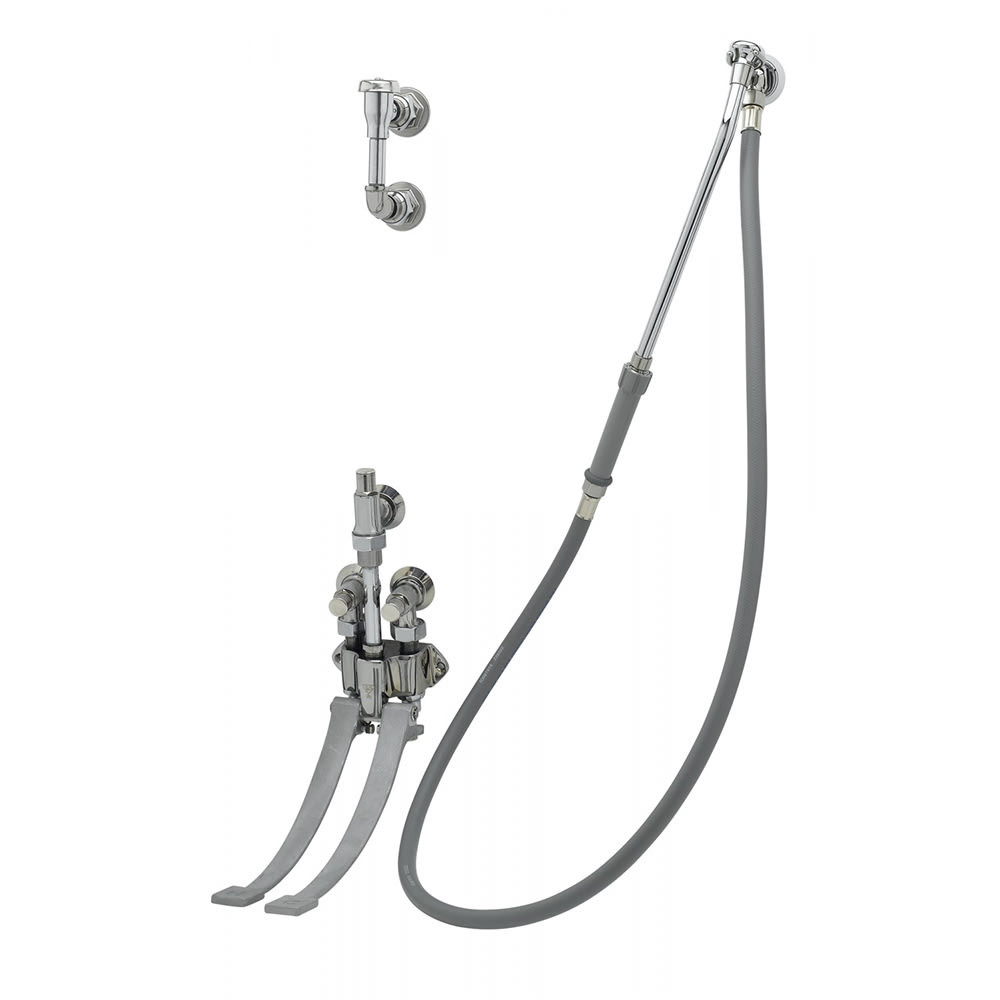 064-B0676 Wall Mount Bedpan Washer w/ 5' Hose, Pedal Valve