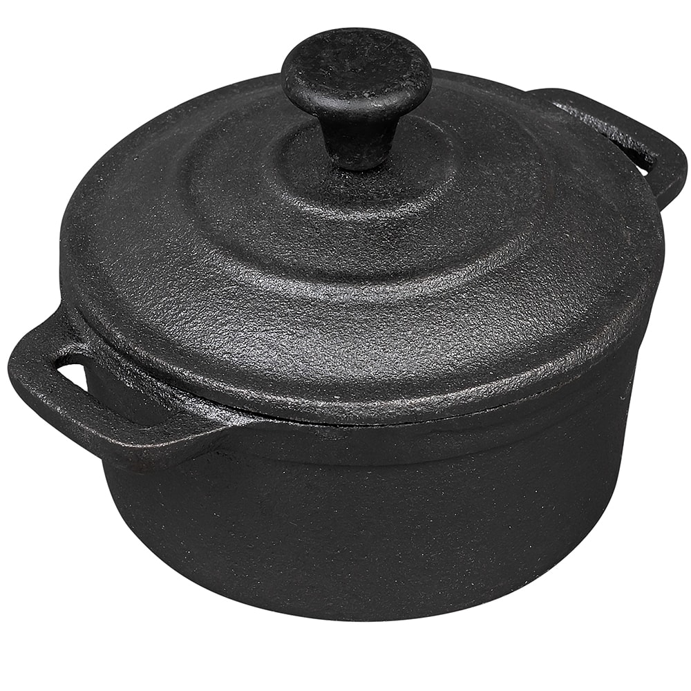229-CW30110 8 oz Round Casserole Dish - Cast Iron, Black