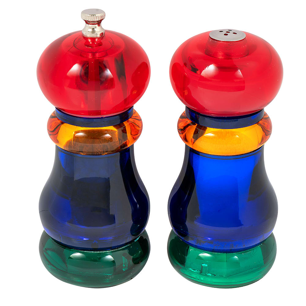 409-35912000 5 1/2"H Salt Shaker & Pepper Mill Set - Acrylic, Multi-Colored