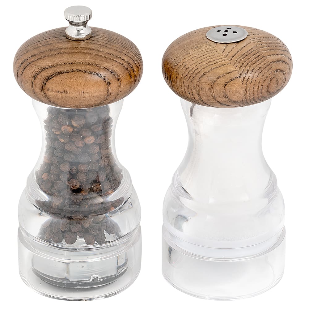 Olde Thompson 3557G00 5"H Salt Shaker & Pepper Mill Set Acrylic/Wood