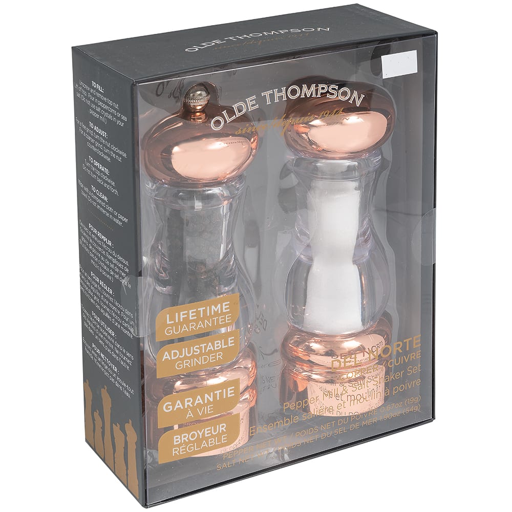 Olde Thompson 3521-03 7H Salt Shaker & Pepper Mill Set - Acrylic, Copper