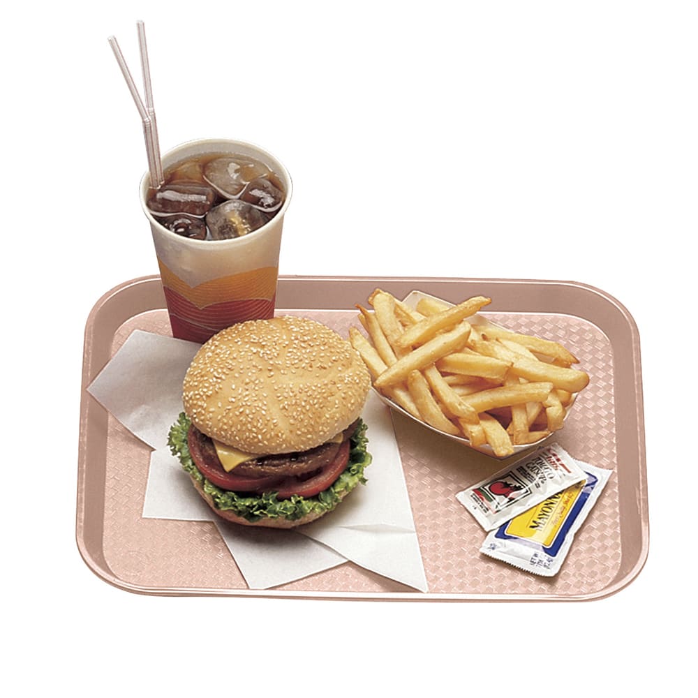144-1216FF409 Plastic Fast Food Tray - 16 1/8"L x 11 7/8"W, Blush