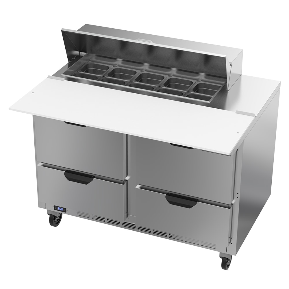 118-SPED48HC10C4 48" Refrigerated Sandwich Prep Table w/ (4) Drawers & 17" Cutting...