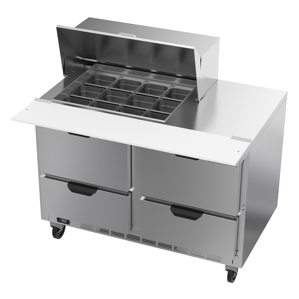 118-SPED48HC12M4 48" Hydrocarbon Series Mega Top Sandwich/Salad Prep Table w/ Refrigerated B...