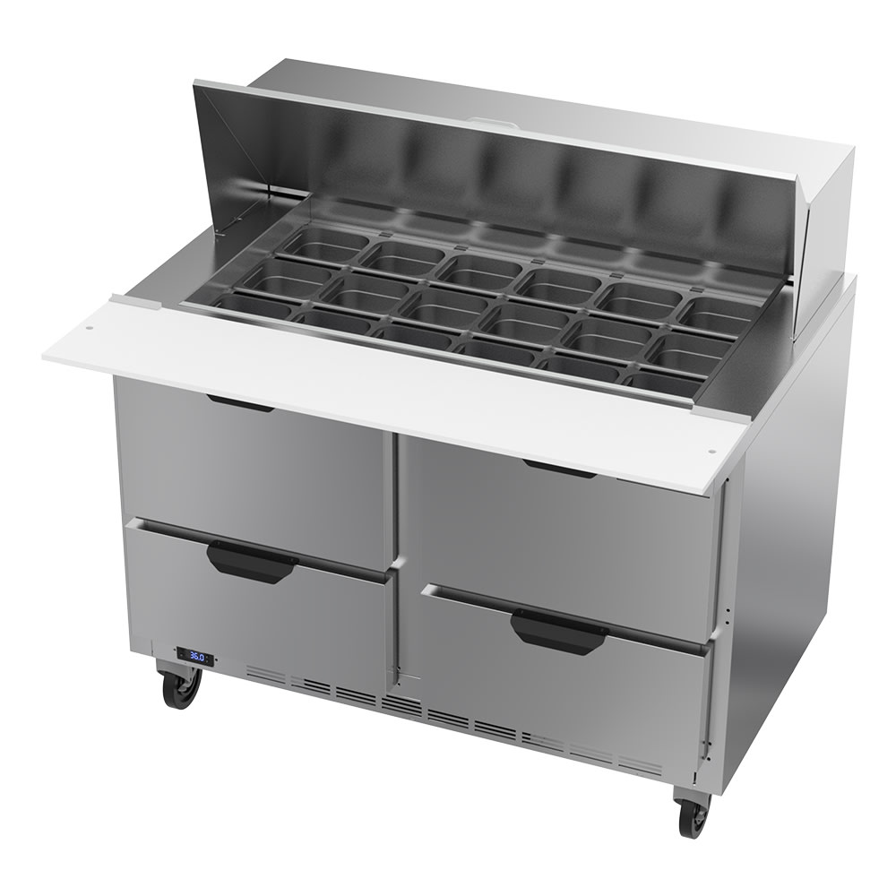 118-SPED48HC18M4 48" Hydrocarbon Series Mega Top Sandwich/Salad Prep Table w/ Refrigerated B...