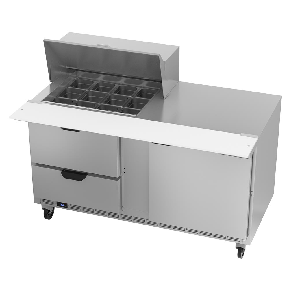 118-SPED60HC12M2 60" Hydrocarbon Series Mega Top Sandwich/Salad Prep Table w/ Refrigerated B...