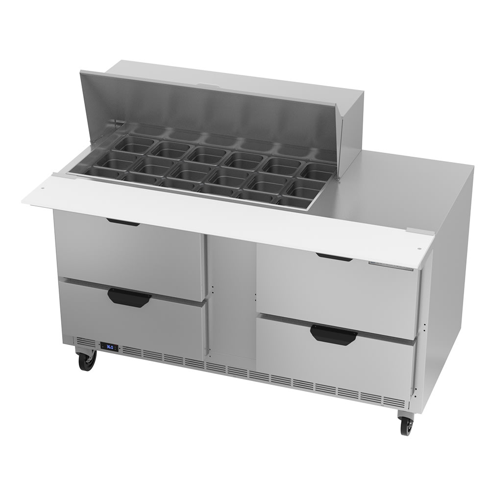 118-SPED60HC18M4 60" Hydrocarbon Series Mega Top Sandwich/Salad Prep Table w/ Refrigerated B...