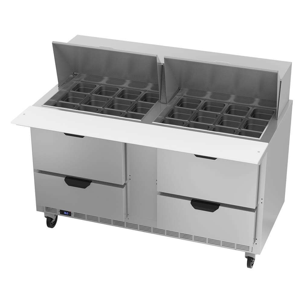 118-SPED60HC24M4 60" Hydrocarbon Series Mega Top Sandwich/Salad Prep Table w/ Refrigerated B...