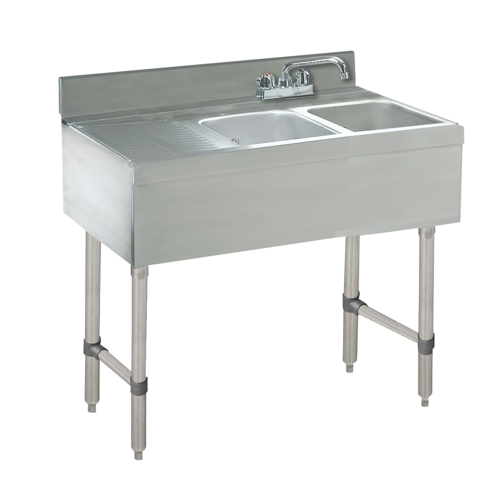 161-CRB42R 48" 2 Compartment Sink w/ 10"L x 14"W Bowl, 10" Deep