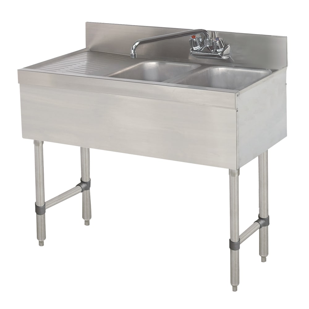 161-SLB42R 48" 2 Compartment Sink w/ 10"L x 14"W Bowl, 10" Deep