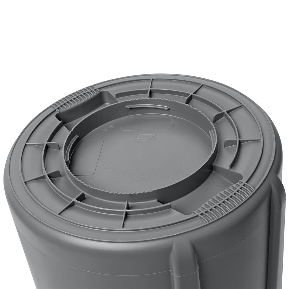 Rubbermaid Commercial Round Brute Container, Plastic, 55 gal, Gray